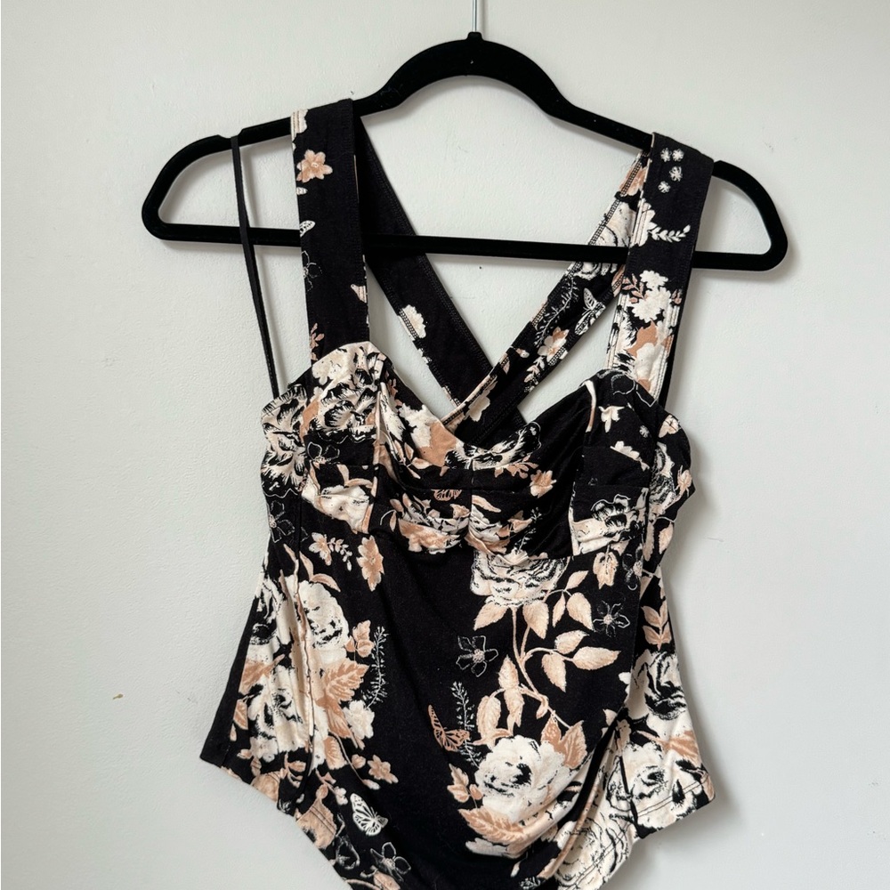 Black and White Bustier Ruched top